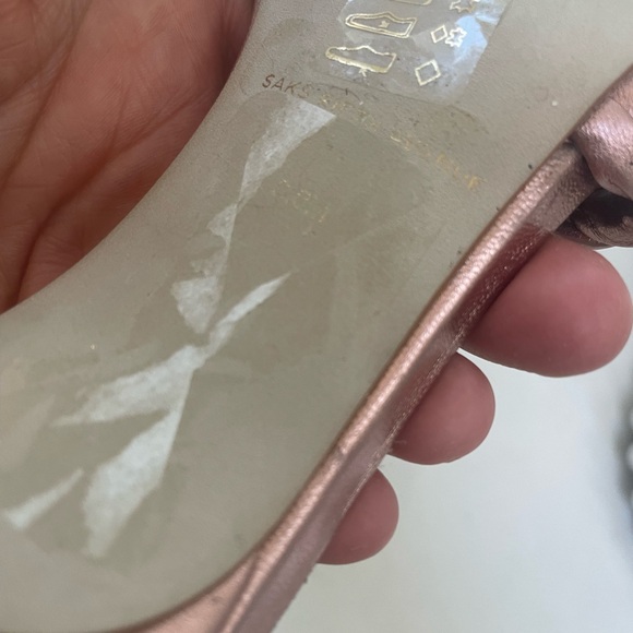 Sakes Fifth Avenue Braided Rose Mentallic Heel Sz 6 - Picture 4 of 8